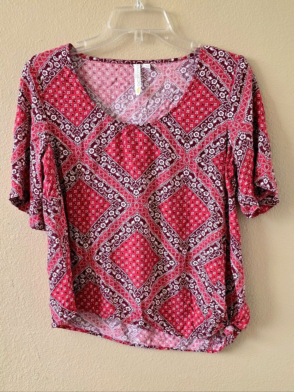 C&C California Womens Red Bandana Printed Blouse - Size Medium